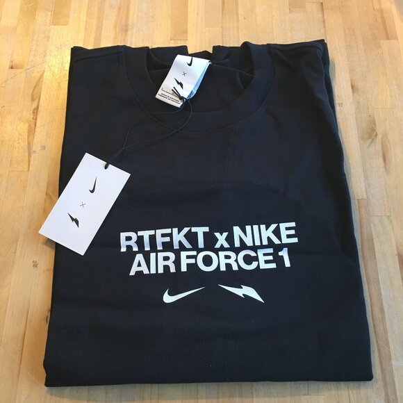RTFKT x Nike Air Force 1 T-Shirt "Black" Sz L NEW - Picture 1 of 6